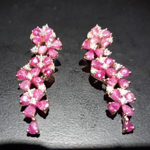 Pink Ruby Cluster Earrings b5
